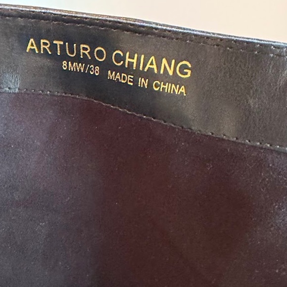 Arturo Chiang Women’s Black Leather Riding Boots Size 8M Zip Tall Silver Button - Picture 4 of 9